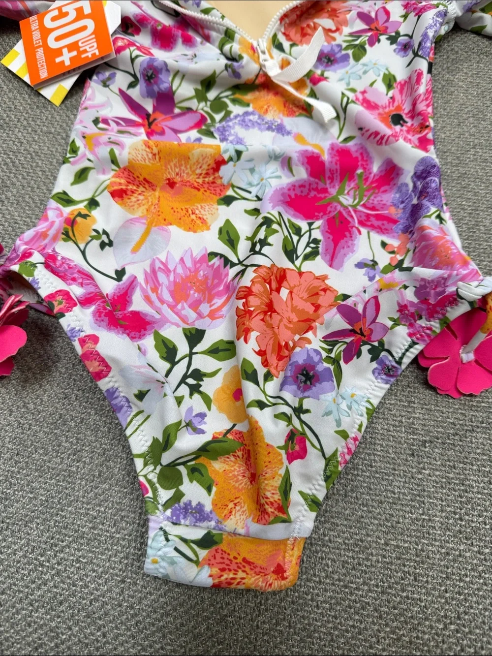 Floral Long-Sleeve Rash Guard Swimsuit - Pink Multi